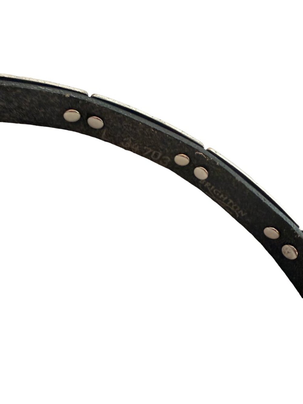 Brighton Black Silver Studded Tile Concho Belt Vintage Southwestern Link Women's - Picture 10 of 10